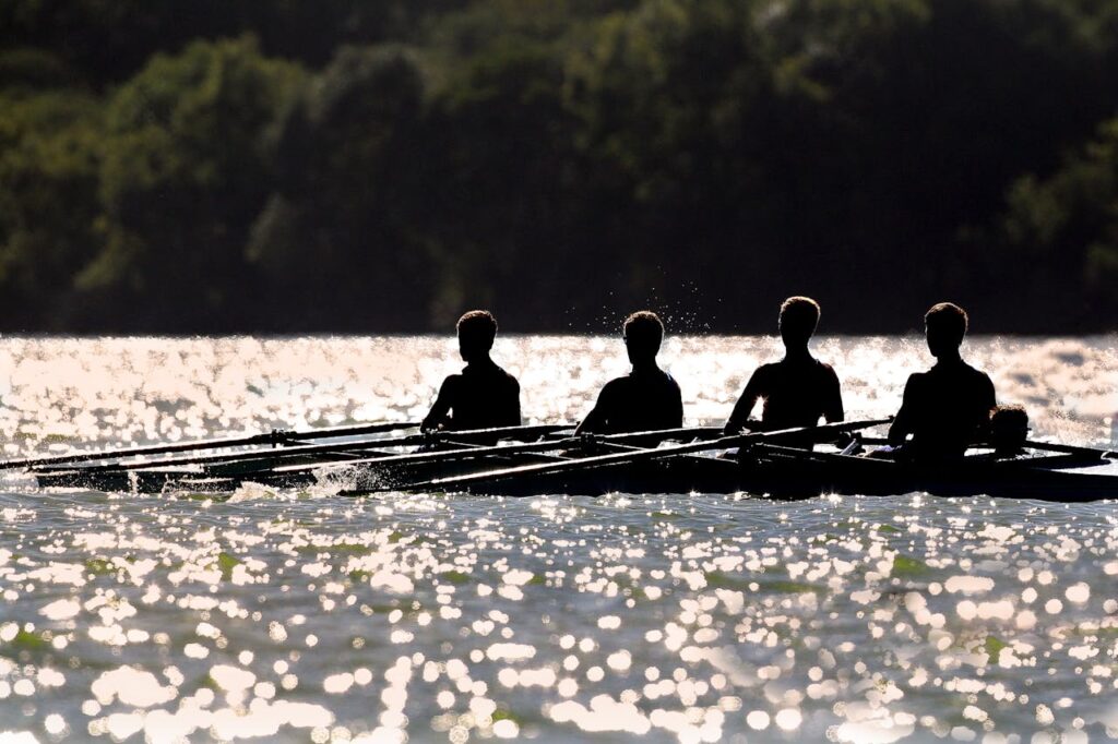 Rowers.  From Pexels -https://www.pexels.com/photo/people-rowing-in-boat-3847670/