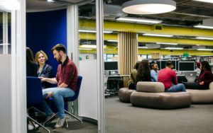 Drop-in meeting pod and group study on the library ground floor