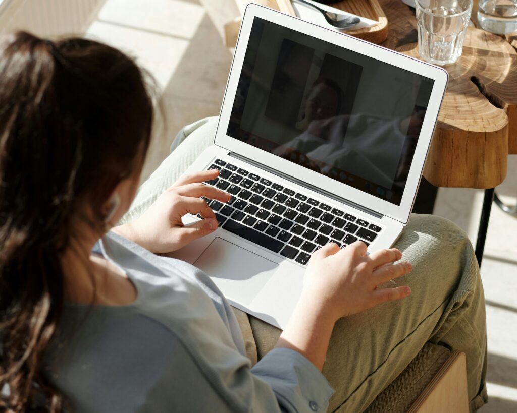 Woman using a laptop