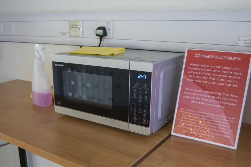 One of the two Library microwaves next to the café