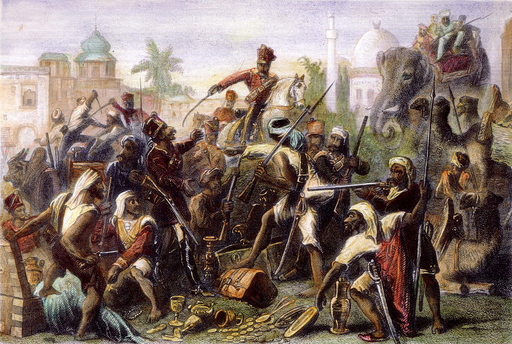 Painting depicting the Sepoy Mutiny in India in 1857